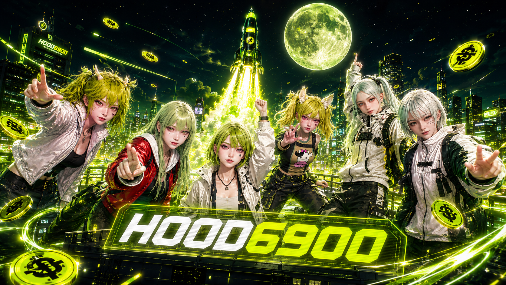 HOOD6900 crew on the neon streets